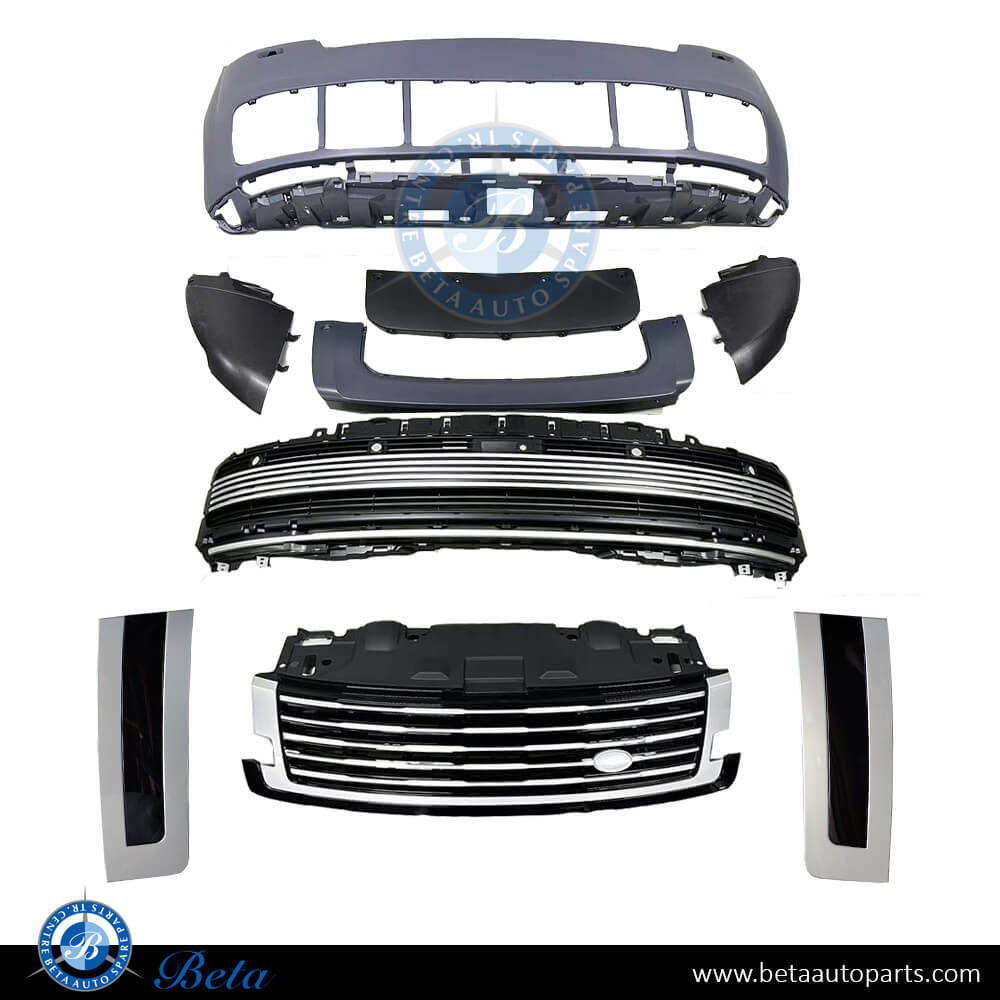 Front Bumper SV Look Silver Color for Range Rover Vogue 2023-Up models, Part Number LR165109 Front Bumper SV Look Silver Color for Range Rover Vogue 2023-Up models, Part Number LR165109